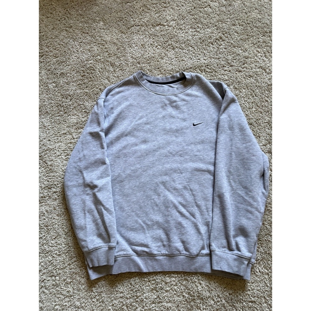 VINTAGE‎ Nike Sweatshirt Mens Large Gray Mini Swoosh Crewneck Essential 90s Y2K